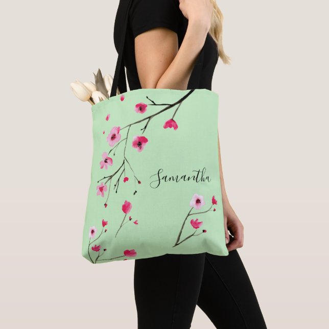 Bolsa Tote Personalizado | Cherry Blossom | Branco (Close Up)