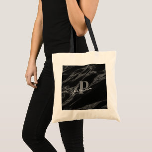 Bolsa Tote Personalizado com o nome Trendy Marble Black