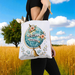 Bolsa Tote Personalizado Cristão Porque Deus Amou Tanto o Mun