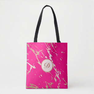 Bolsa Tote Personalizado de Monograma Dourado e Rosa