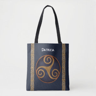Bolsa Tote Personalizado de Triskelion Celta (Azul)