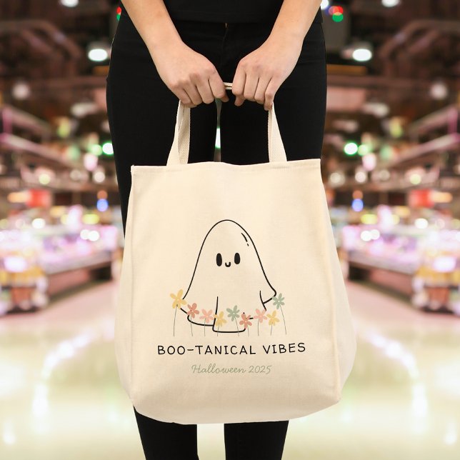 Bolsa Tote Personalizado Floral Boo-tanical do Fantasma Ghost (Criador carregado)