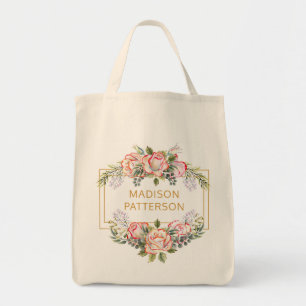 Bolsa Tote Personalizado Floral Chic Feminino Elegante Aquare