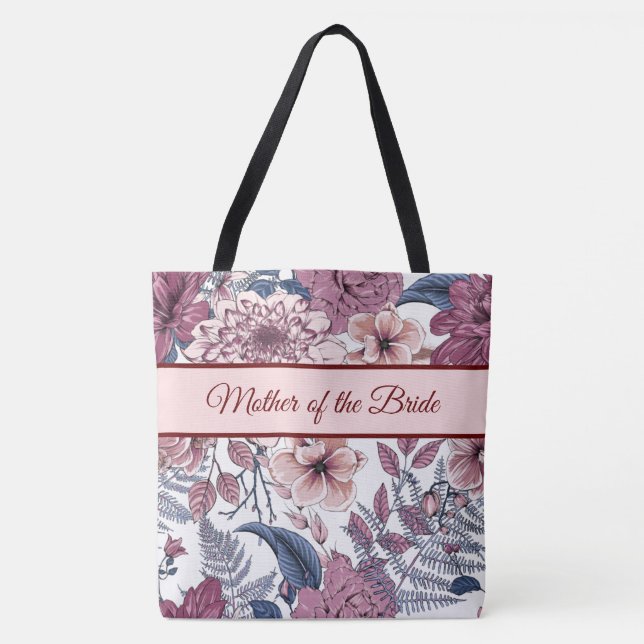 Bolsa Tote Personalizado Floral Por Toda A Banda De Toque De  (Frente)