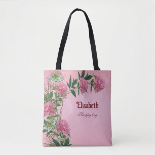 Bolsa Tote Personalizado floral rústico peônia tema personali