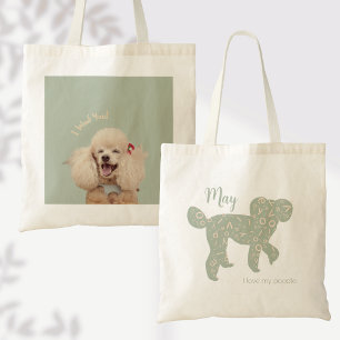 Bolsa Tote Personalizado Foto Poodle Cachorro Mãe Verde Salvi