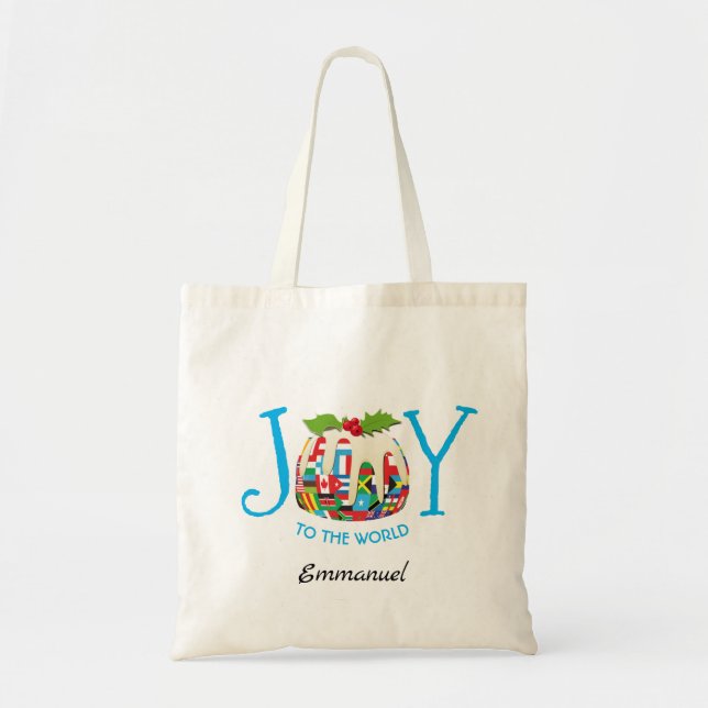 Bolsa Tote Personalizado | JOY TO THE WORLD Flag (Frente)