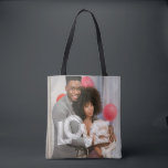 Bolsa Tote Personalizado LOVE Personalizado Duas Fotografias<br><div class="desc">Saco Personalizado de Foto de Ricaso - adicione suas próprias duas fotografias a esta ideia de presente exclusiva com detalhes ousados de tipografia LOVE.</div>