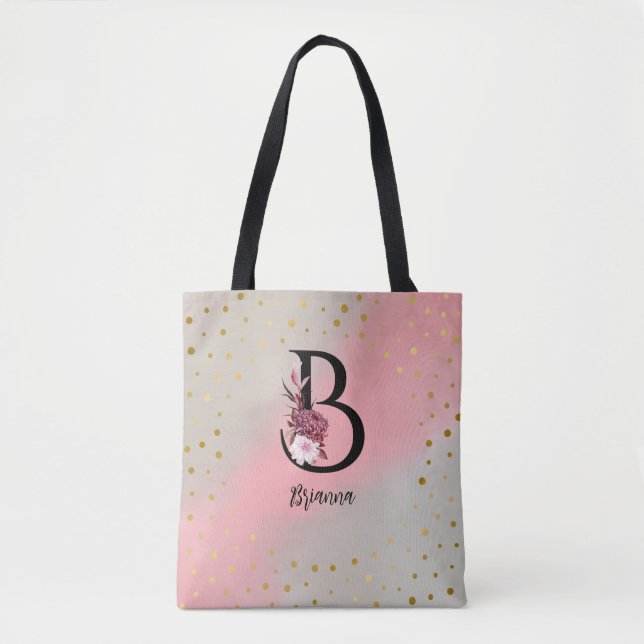 Bolsa Tote Personalizado Monograma Personalizado Nome da Letr (Frente)