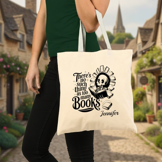 Bolsa Tote Personalizado Não Existe Coisa Como Muitos Livros (No such thing as too many books personalized tote bag in a village street.)