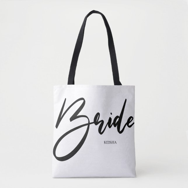 Bolsa Tote Personalizado para Caligrafia Branca e Preto (Frente)