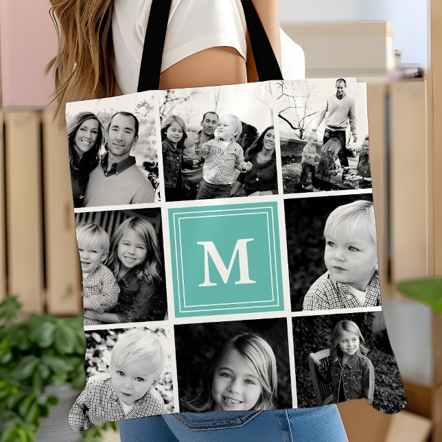 Bolsa Tote Personalizado para Colagem de Fotos em Quadrado (Criador carregado)