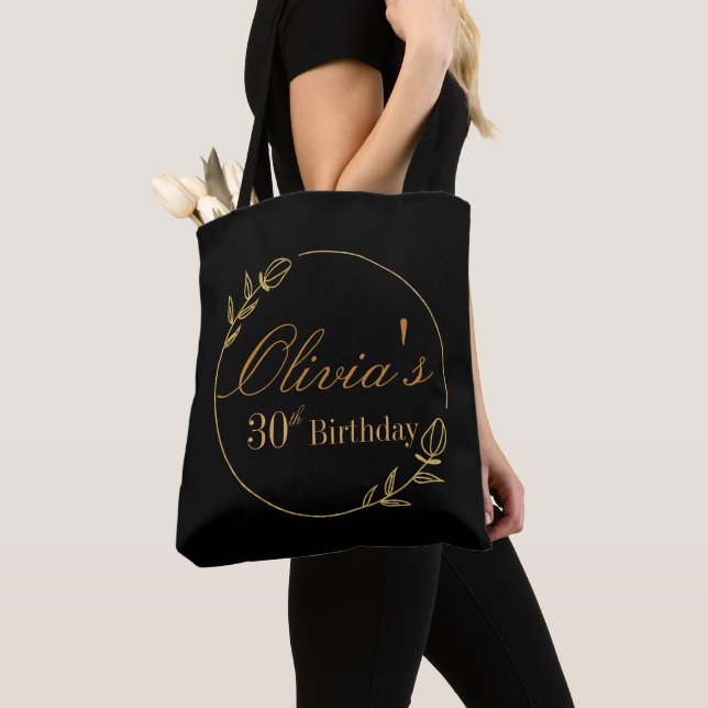 Bolsa Tote Personalizado Preto e Dourado (Close Up)