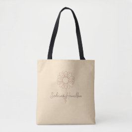 Bolsa Tote Personalizado Script Cute Daisy Beige Elegante