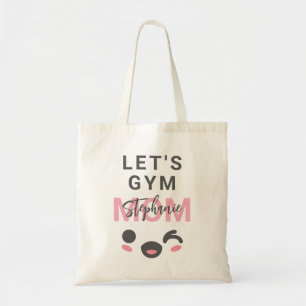 Bolsa Tote Personalizado Vamos ao Ginásio Mãe Fofo Rosa Kawai