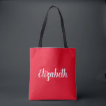 Bolsa Tote Personalizar Adicionar Seu Nome Ou Texto Modelo Ve<br><div class="desc">Substitua O Texto Do Nome Do Seu Script Aqui,  A Elegante Típografia Design Minimalista Mínima De,  Modelo Vermelha,  Comprando A Banheira Do Ombro.</div>