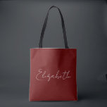 Bolsa Tote Personalizar Adicionar Seu Próprio Nome Tipografia<br><div class="desc">Substitua O Texto Do Nome Do Script Aqui, O Elegante Mínimo Design Modelo Vermelho Escuro, Vermelho Escuro, Comprando O Saco De Tota Do Ombro.</div>