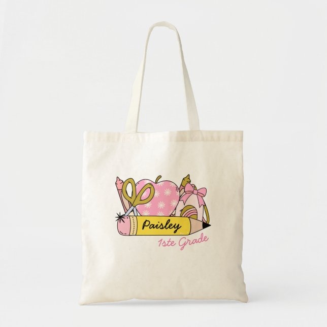 Bolsa Tote Personalizar as Meninas do Lápis de Groovy de Cute (Frente)