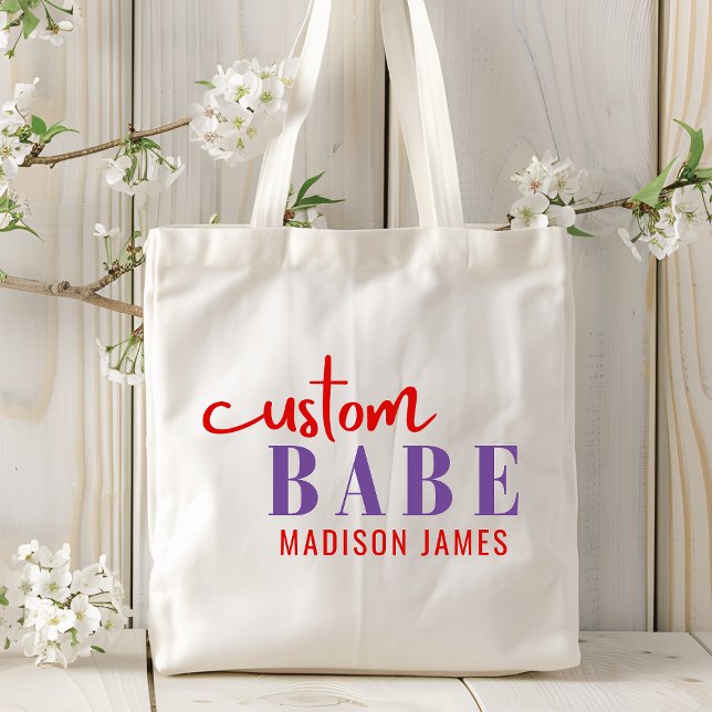 Bolsa Tote Personalizar Babe Engraçado Dizendo Nome Personali (Criador carregado)