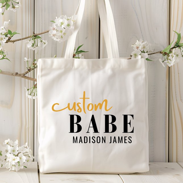 Bolsa Tote Personalizar Babe Engraçado Dizendo Nome Personali (Criador carregado)