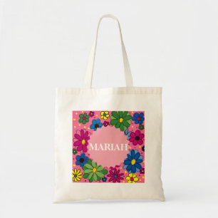 Bolsa Tote Personalizar Floral Bonito no Saco Rosa Brilhante