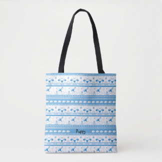 Bolsa Tote Personalizar guia Labrador Cachorro Padrão Azul