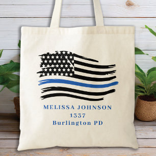 Bolsa Tote Personalizar Linha Azul Fino da Polícia de Políc