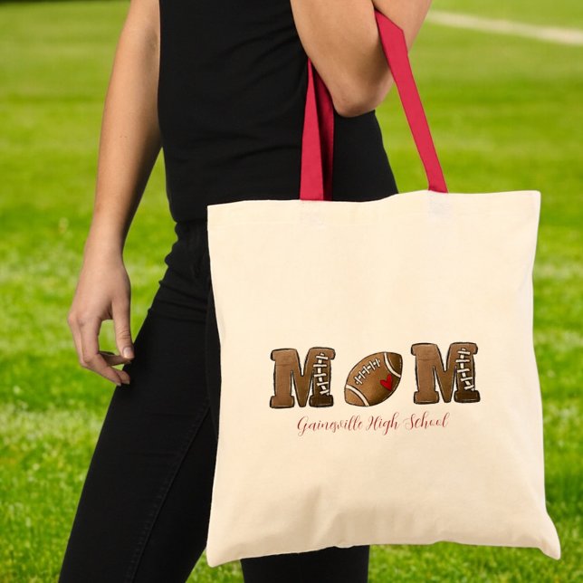 Bolsa Tote Personalizar o nome da escola de futebol da mamãe (Criador carregado)