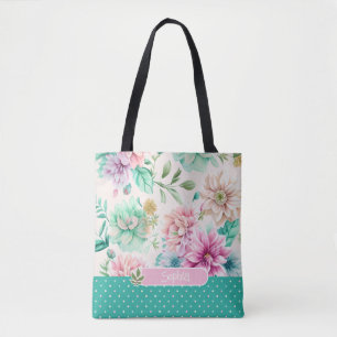 Bolsa Tote Personalizar o Pastel Floral do Primavera de Aquar