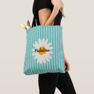 Bolsa Tote Personalizar os estilos azuis florais no verão mod