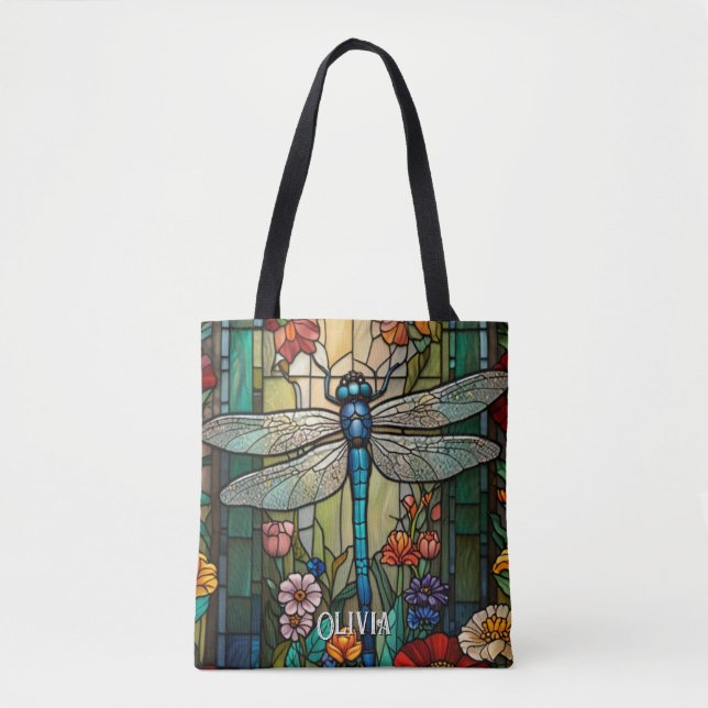 Bolsa Tote Personalizar Vintage art nouveau boho dragonfly (Frente)