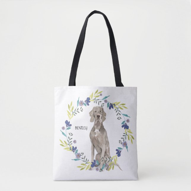 Bolsa Tote Personalizar Weimaraner de Aquarela (Frente)