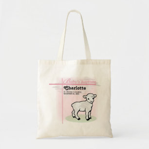 Bolsa Tote Personalizável, Batismo, Rosa, Garota, Lâmpada