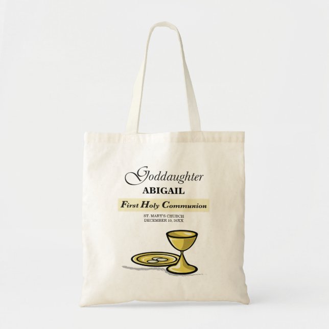 Bolsa Tote Personalizável, Godchild First Communance Chalice (Frente)