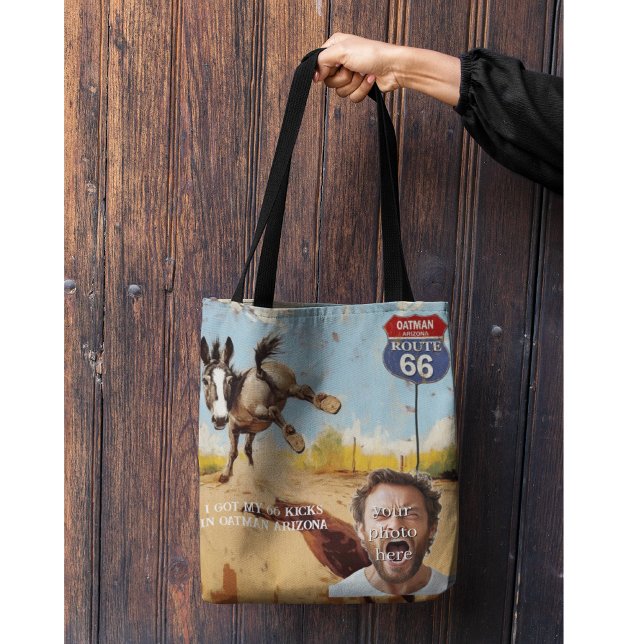 Bolsa Tote personalizável, Oatman Donkey Route 66 (Criador carregado)