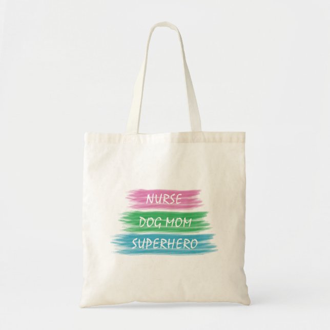 Bolsa Tote Personalize as fitas de pastel SuperHero da mãe de (Frente)