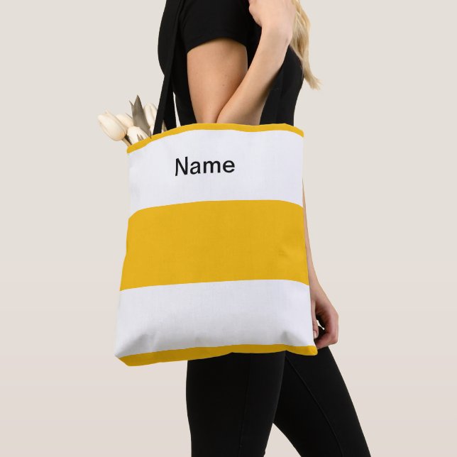 Bolsa Tote Personalize Classic Lemon Yellow +  White Stripes (Close Up)