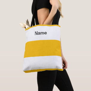 Bolsa Tote Personalize Clássico Amarelo Limão + Listras Branc