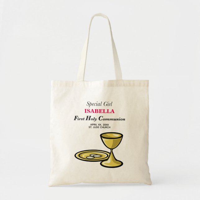 Bolsa Tote Personalize, Menina Especial, Primeira Comunhão (Frente)
