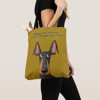 Bolsa Tote Personalize o cachorro-doberman preto-latão-mostar