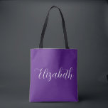 Bolsa Tote Personalize seu próprio nome Script Modelo Royal P<br><div class="desc">Substitua O Texto Do Seu Nome De Script Aqui,  A Elegante Típografia Design Minimalista Moderna Modelo Roxo-Real,  Comprando Saco De Tota Do Ombro.</div>