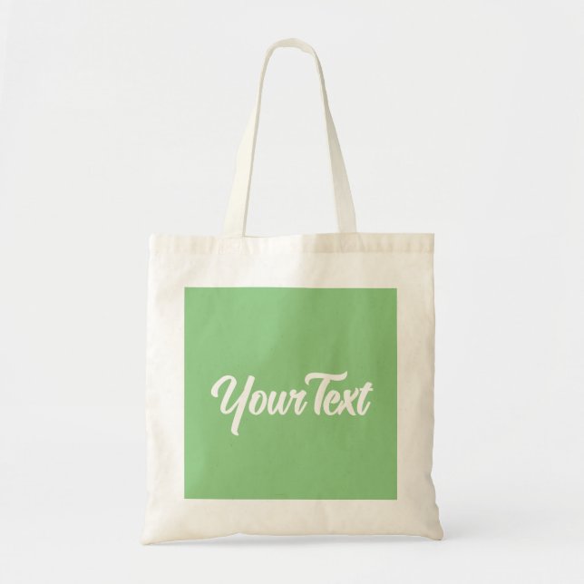 Bolsa Tote Personalize Texto Elegante Moderno em Verde Sage D (Frente)