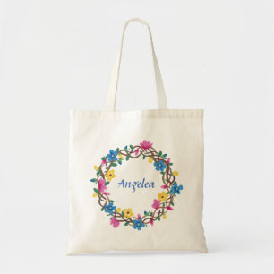 Bolsa Tote Personalize Tote Bag, Floral Wreathe
