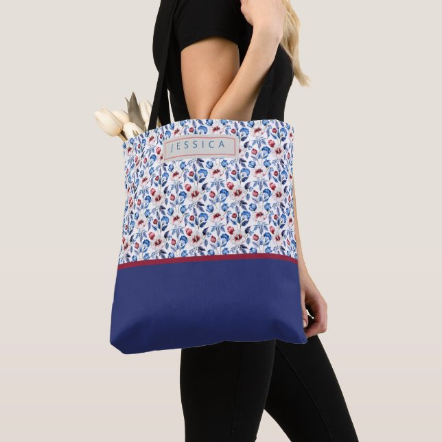 Bolsa Tote Personalized Aesthetic Patriotic Wildflowers (Close Up)