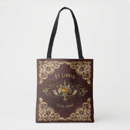 Bolsa Tote Personalized Antique Ex Libris Bookplate Polyester