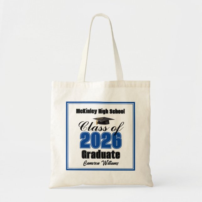 Bolsa Tote Personalized Blue Class of 2026 Graduation Party (Frente)