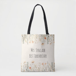 Bolsa Tote Personalized Blush Wildflower Teacher Thank You