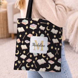 Bolsa Tote Personalized Bookish Girl Cute Magic Name Dark