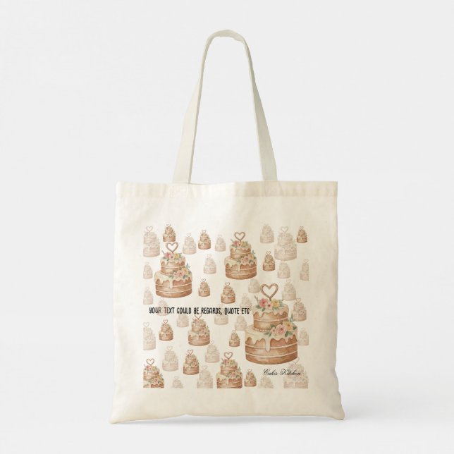 Bolsa Tote Personalized Cake Tote Bag - Custom Baker Gift (Verso)
