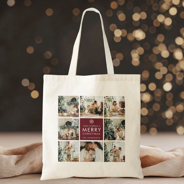 Bolsa Tote Personalized Christmas Photo Custom Family Gift (Criador carregado)